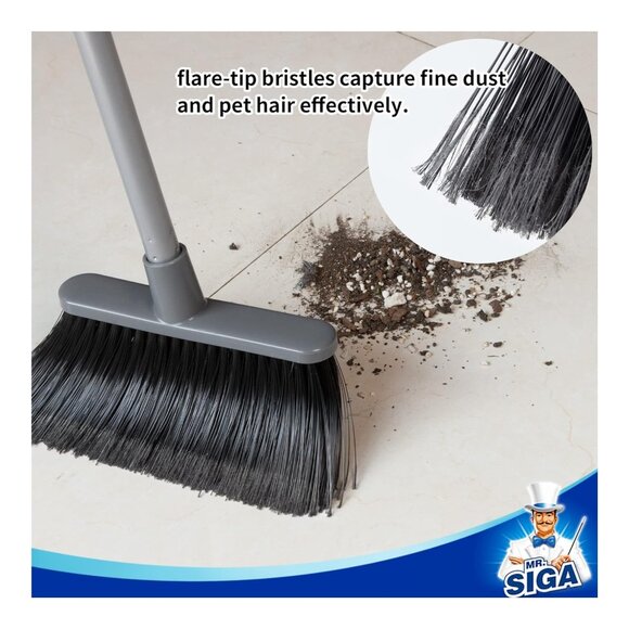 MR.SIGA Adjustable Broom and Dustpan Set, Upright, Large Capacity, for Hard Floo - Picture 3 of 6